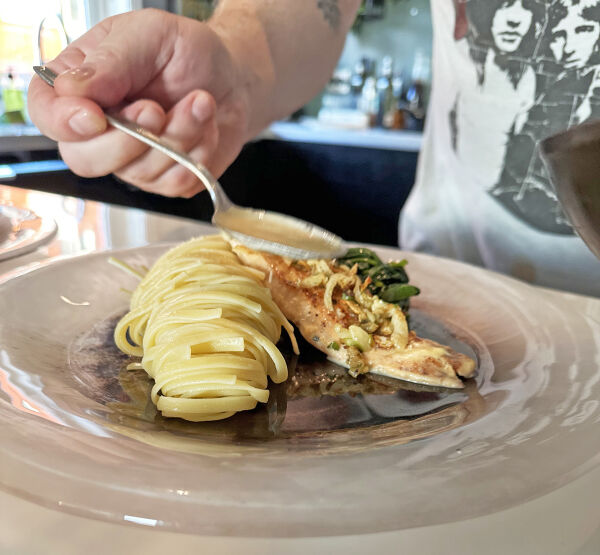 Stekt ørret med pasta