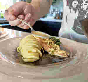 Stekt ørret med pasta